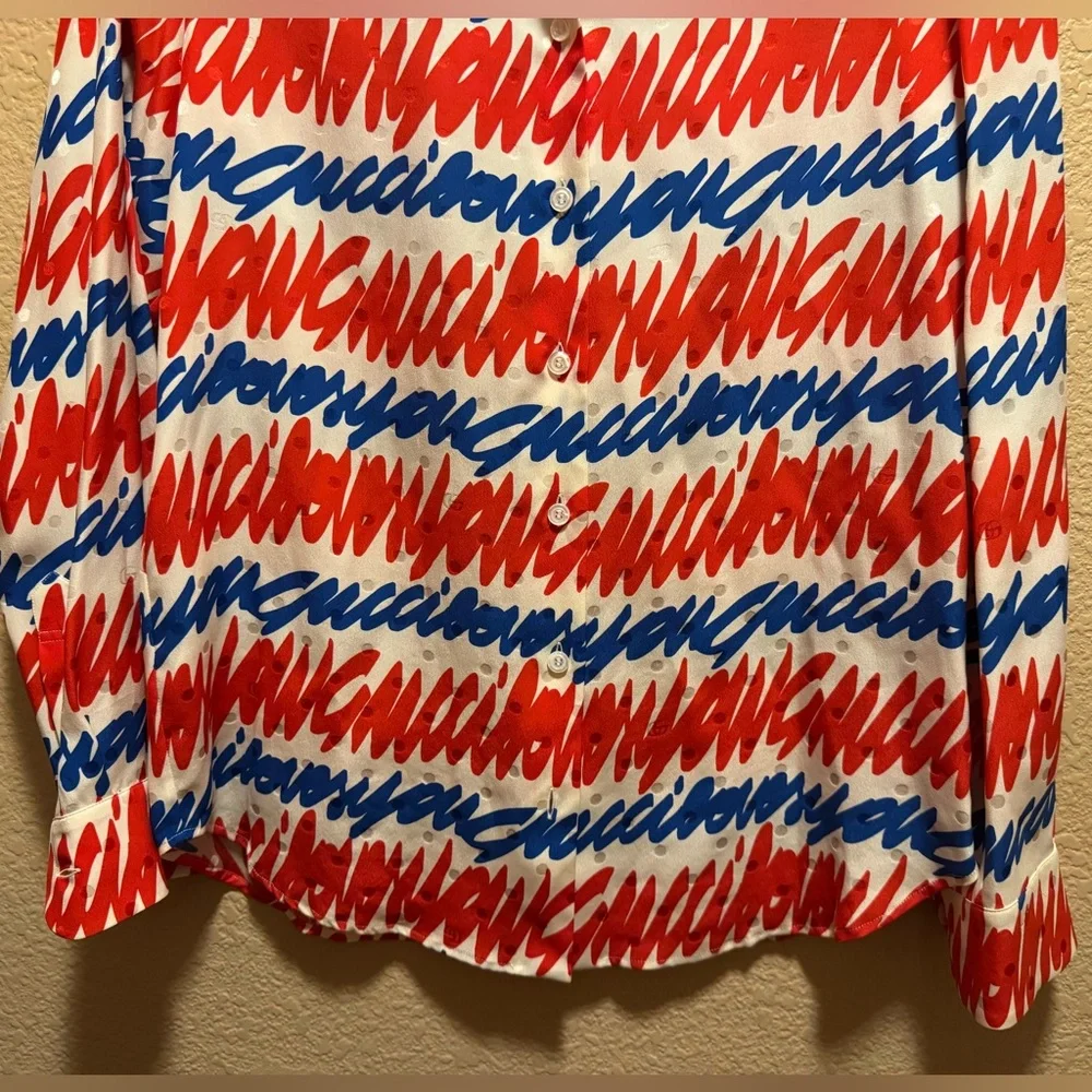 New Authentic Gucci GG Logo Silk Button Shirt and Bikini Top Size 40 / US M - Picture 10 of 13